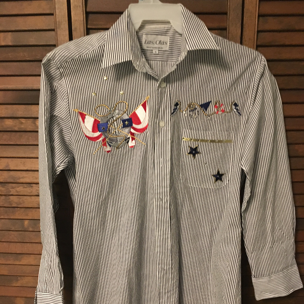 Embroidered Pinstripe Shirt***REDUCED PRICE***